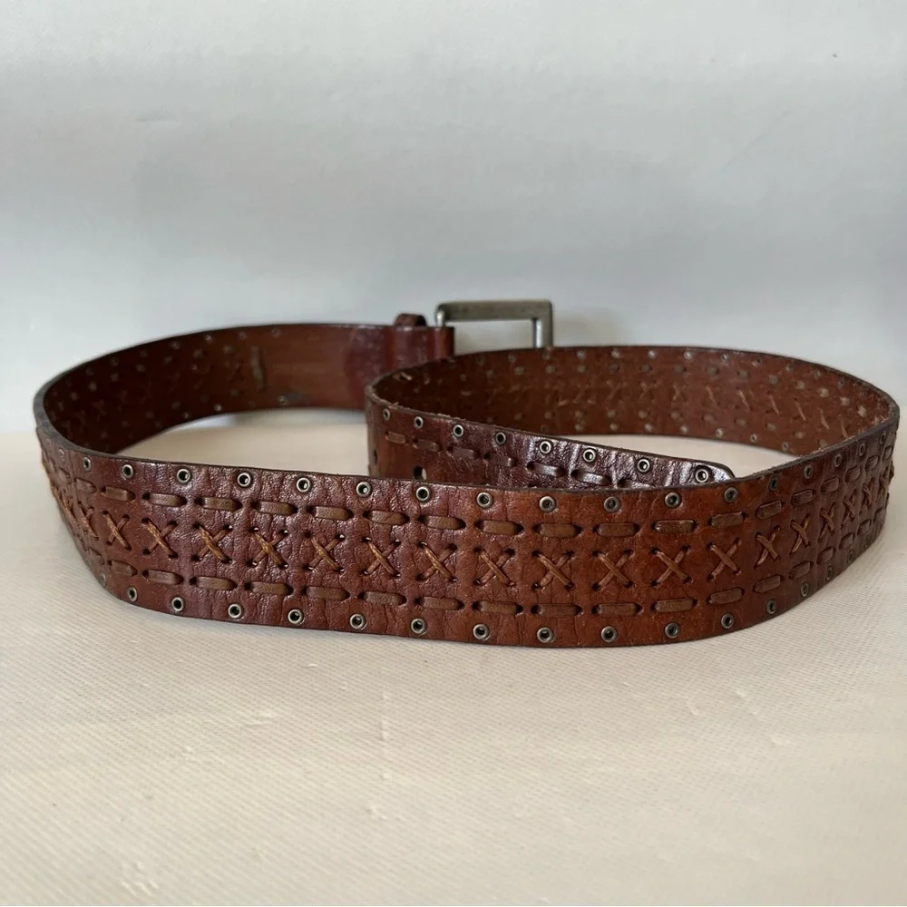 Fossil Brown Woven Leather Belt